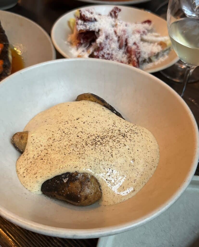 Grilled Potatoes with creme fraiche Sune Restaurant London food blog