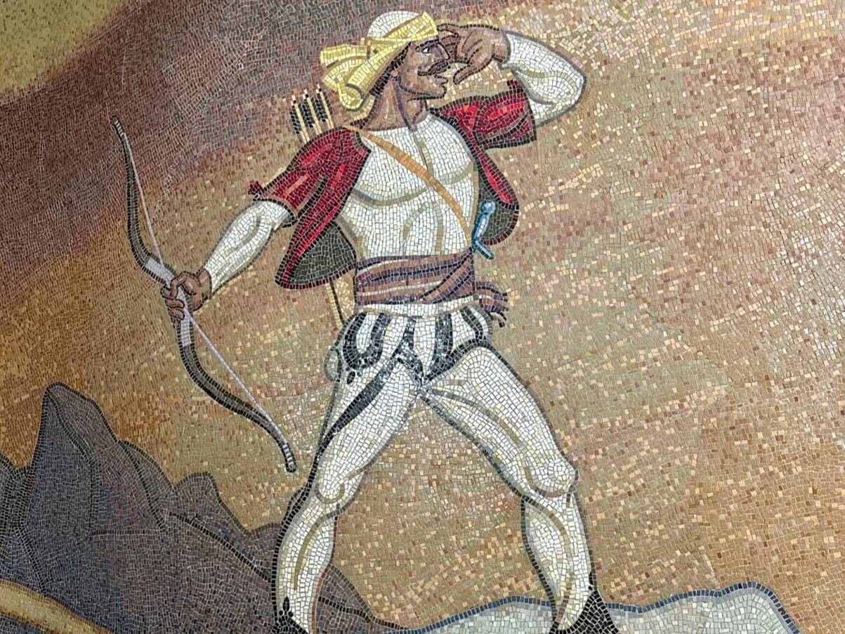 Skanderbeg mosaic inside the museum in Krujë, Albania